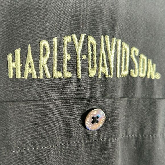 🔥🔥 Vintage HARLEY-DAVIDSON Hawaiian Silk SS Button Down Shirt Sz Lg - PERFECT - Picture 8 of 11